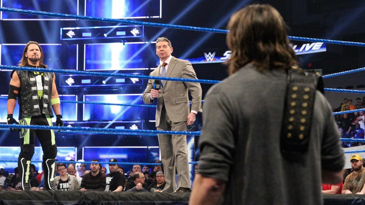 Mr. McMahon moderated a raucous face-to-face between “The New” Daniel Bryan and AJ Styles