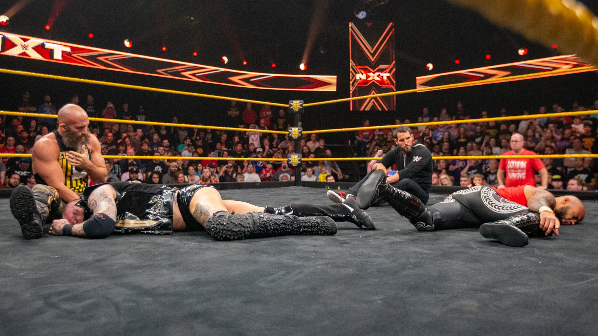 Ricochet, Johnny Gargano, Tommaso Ciampa and Aleister Black tangled in an all-out brawl ahead of TakeOver