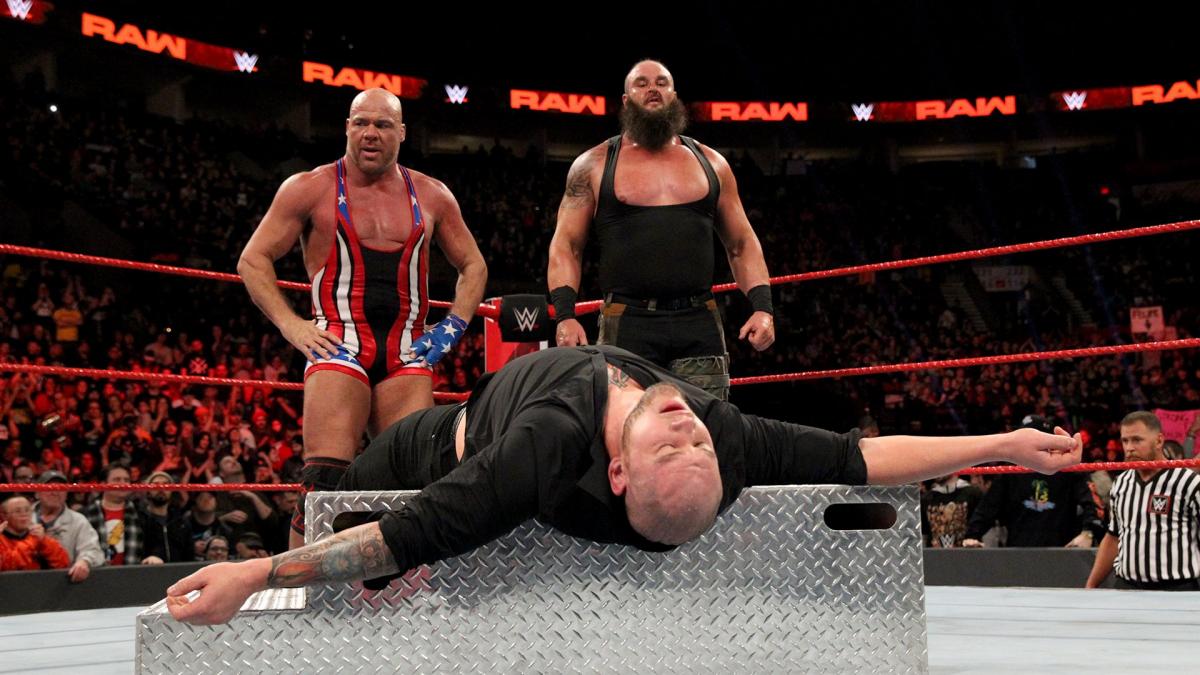 Drew McIntyre & Baron Corbin def. Braun Strowman & Kurt Angle via Disqualification