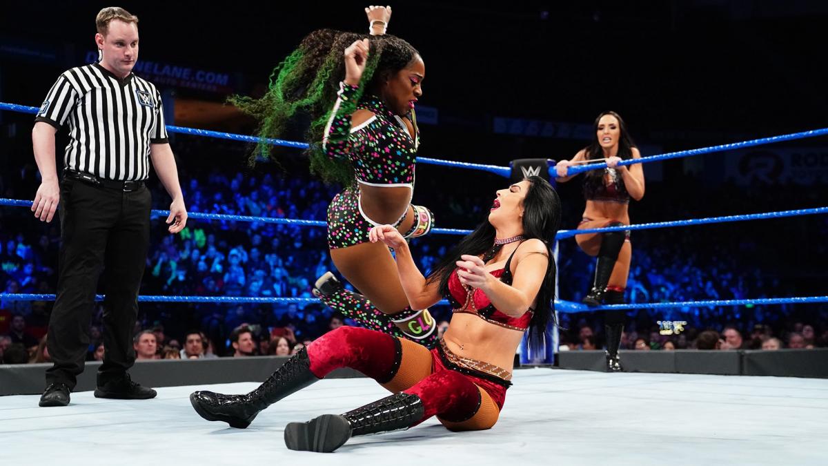 Mandy Rose & Sonya Deville def. Naomi & Carmella and The IIconics