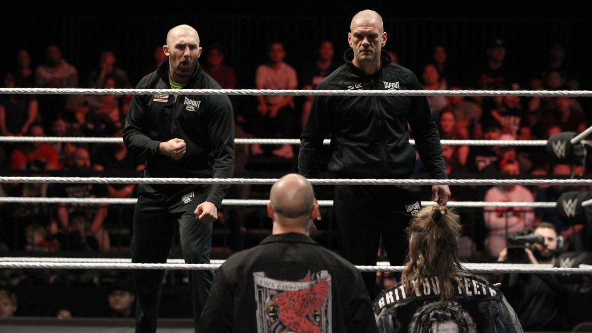 NXT UK Tag Team Champions Zack Gibson & James Drake were confronted by Danny Burch & Oney Lorcan