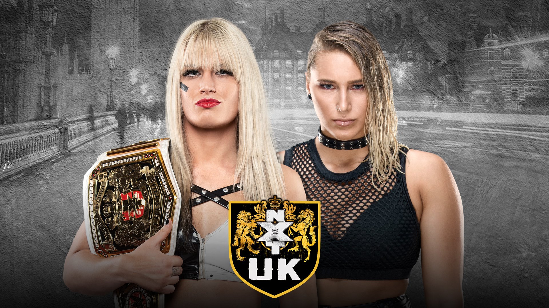 Toni Storm battles Rhea Ripley in an NXT UK Women’s Championship Match today