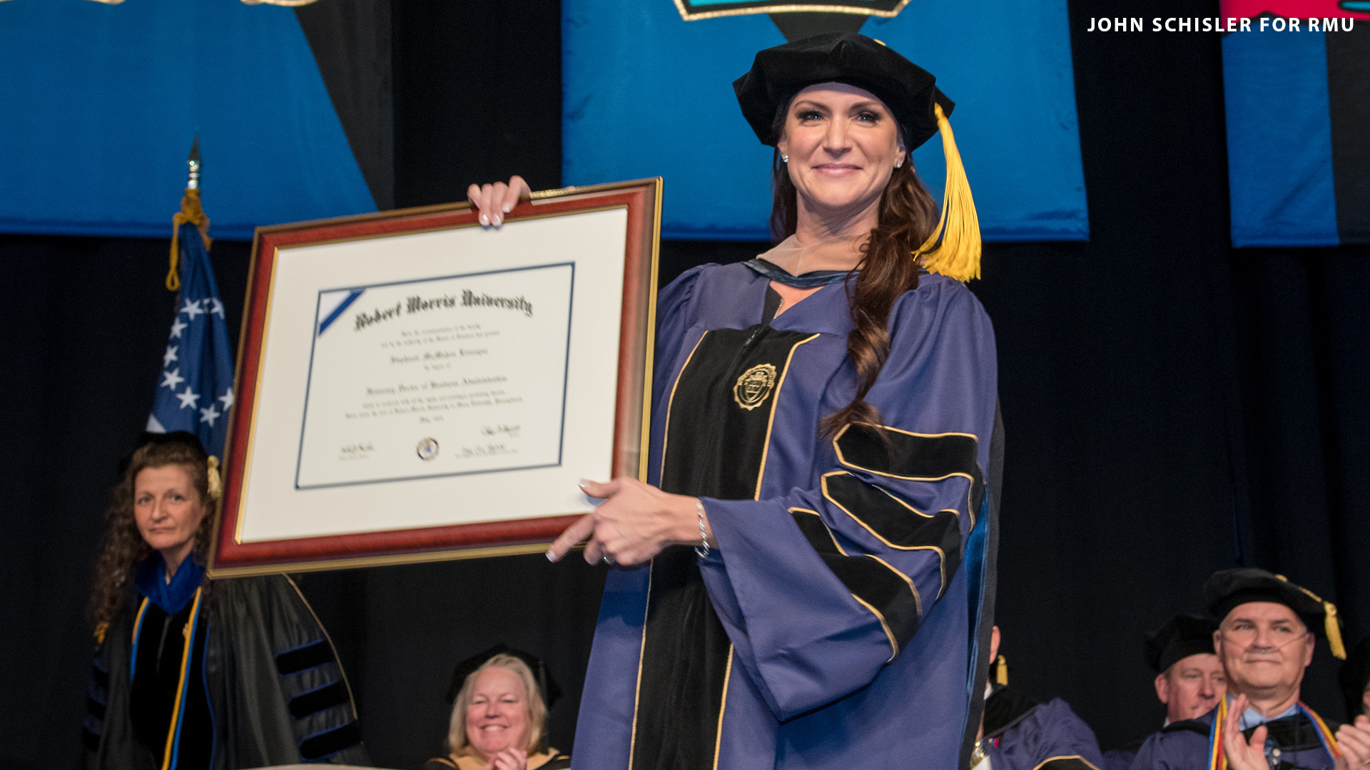 Stephanie McMahon gives commencement speech to Robert Morris University class of 2019