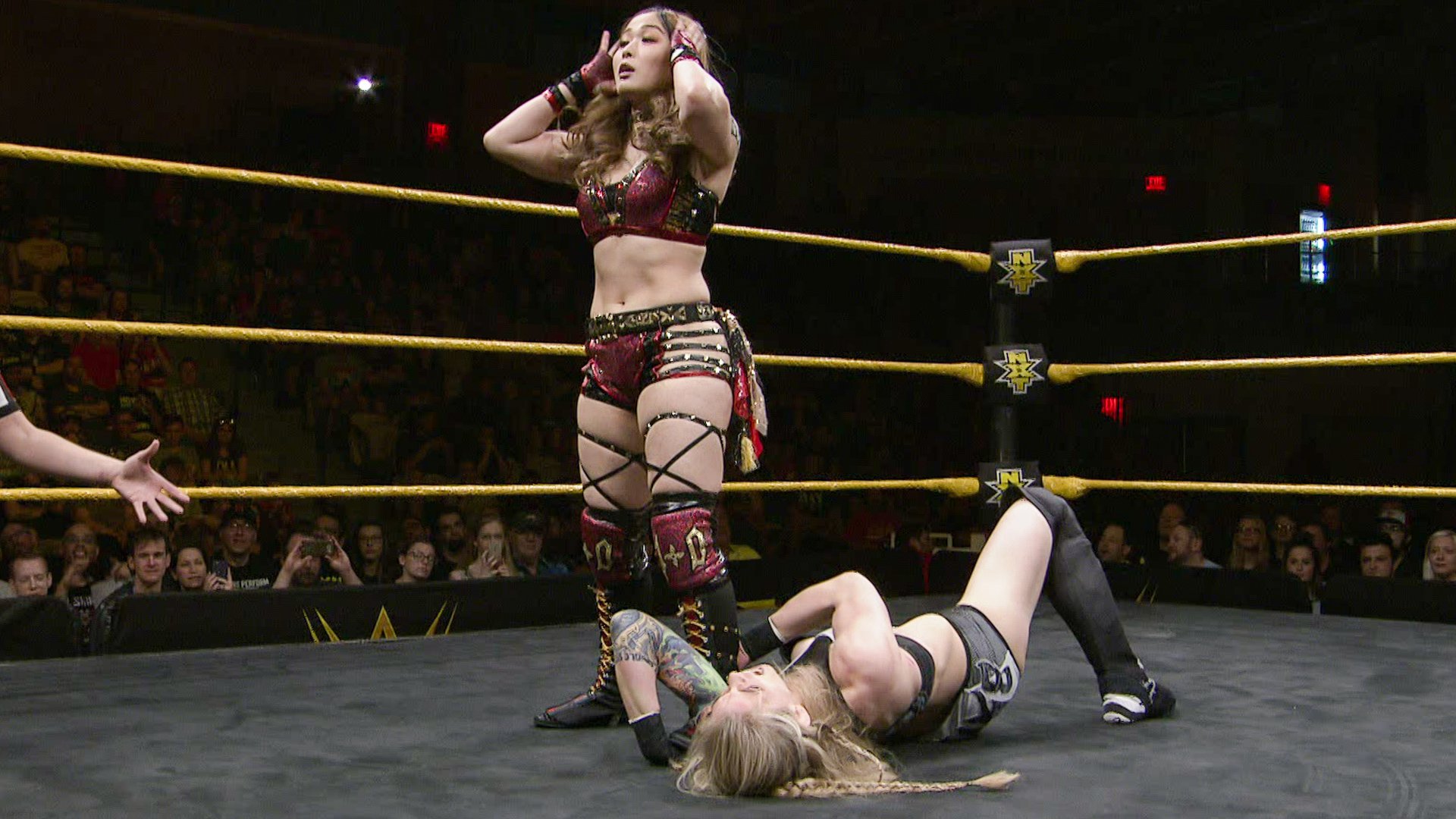 Io Shirai & Candice LeRae vs. Jessamyn Duke & Marina Shafir ended in a No Contest