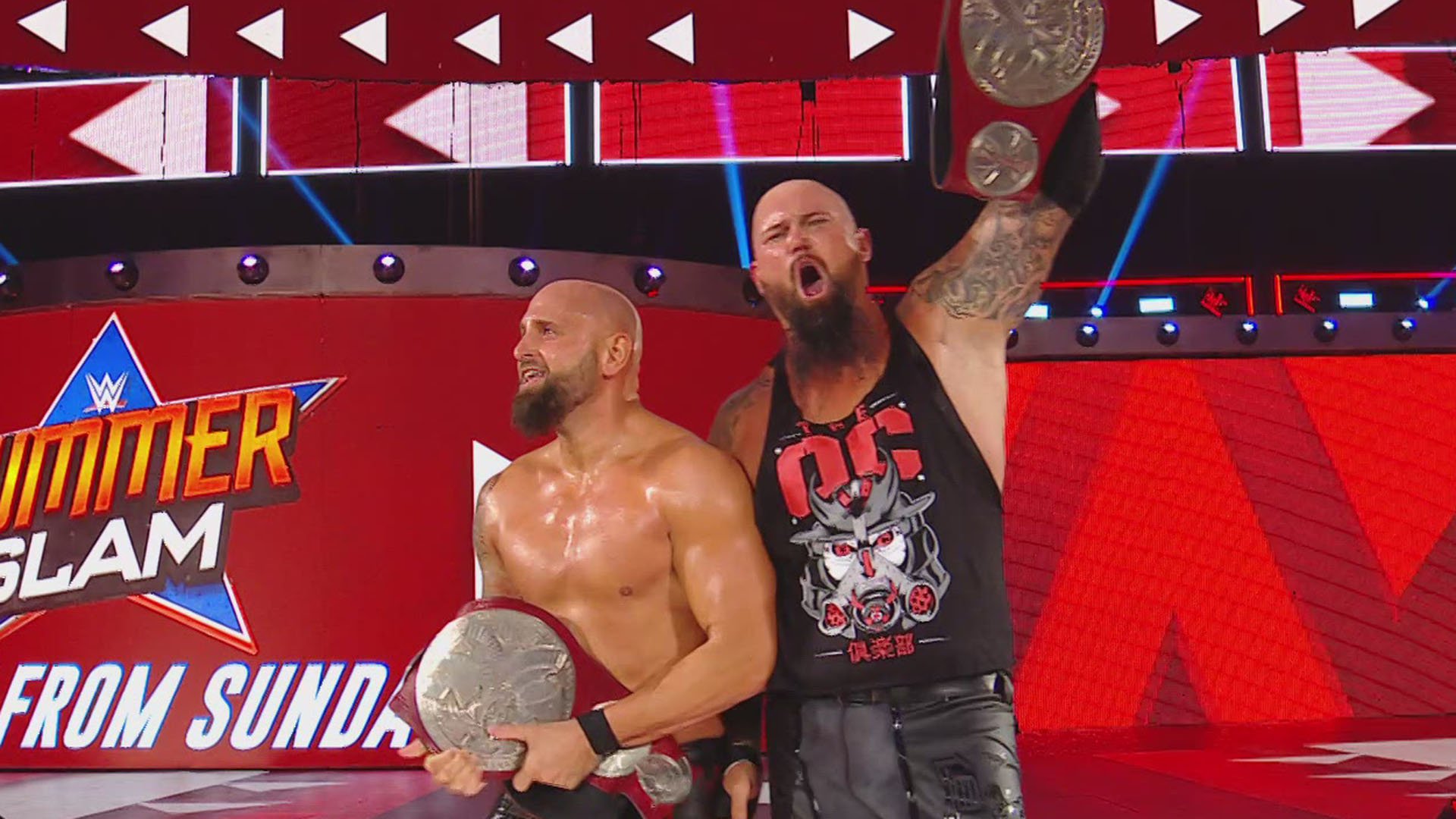 The O.C. def. The Revival and The Usos to become the new Raw Tag Team Champions (Triple Threat Match)