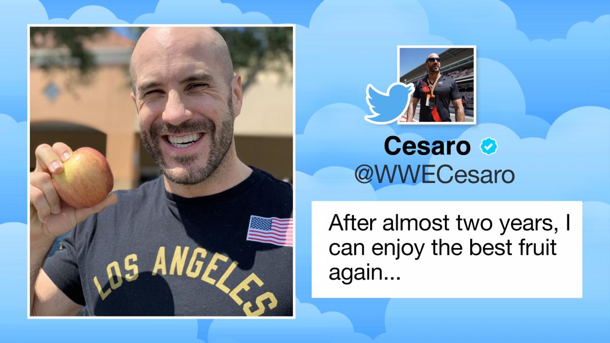 Cesaro all smiles after shedding braces