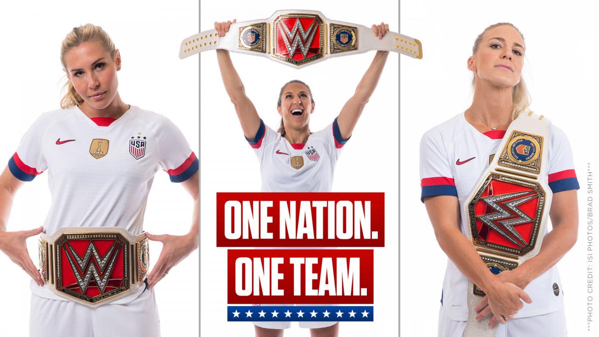 U.S. Women’s National Team shows off custom WWE Women’s Championship