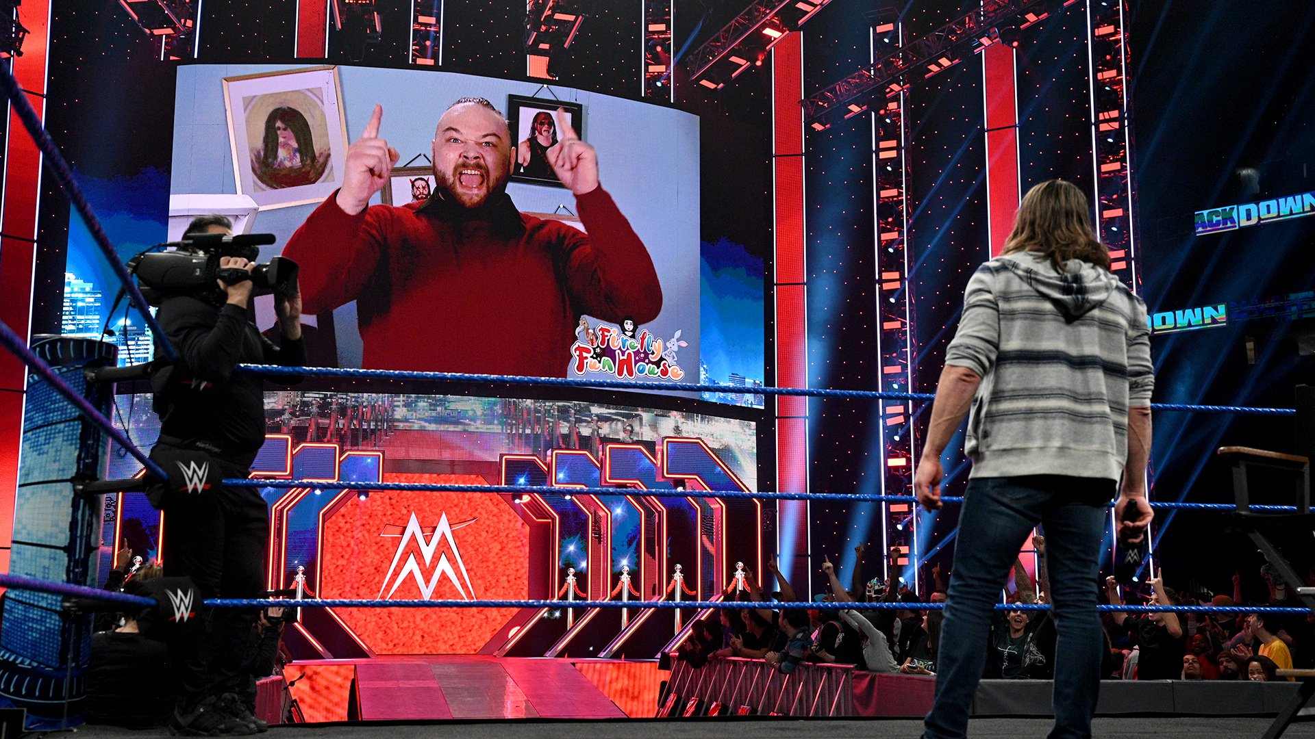 Bray Wyatt and his Firefly Fun House friends get into a fierce debate with Daniel Bryan on “Miz TV”