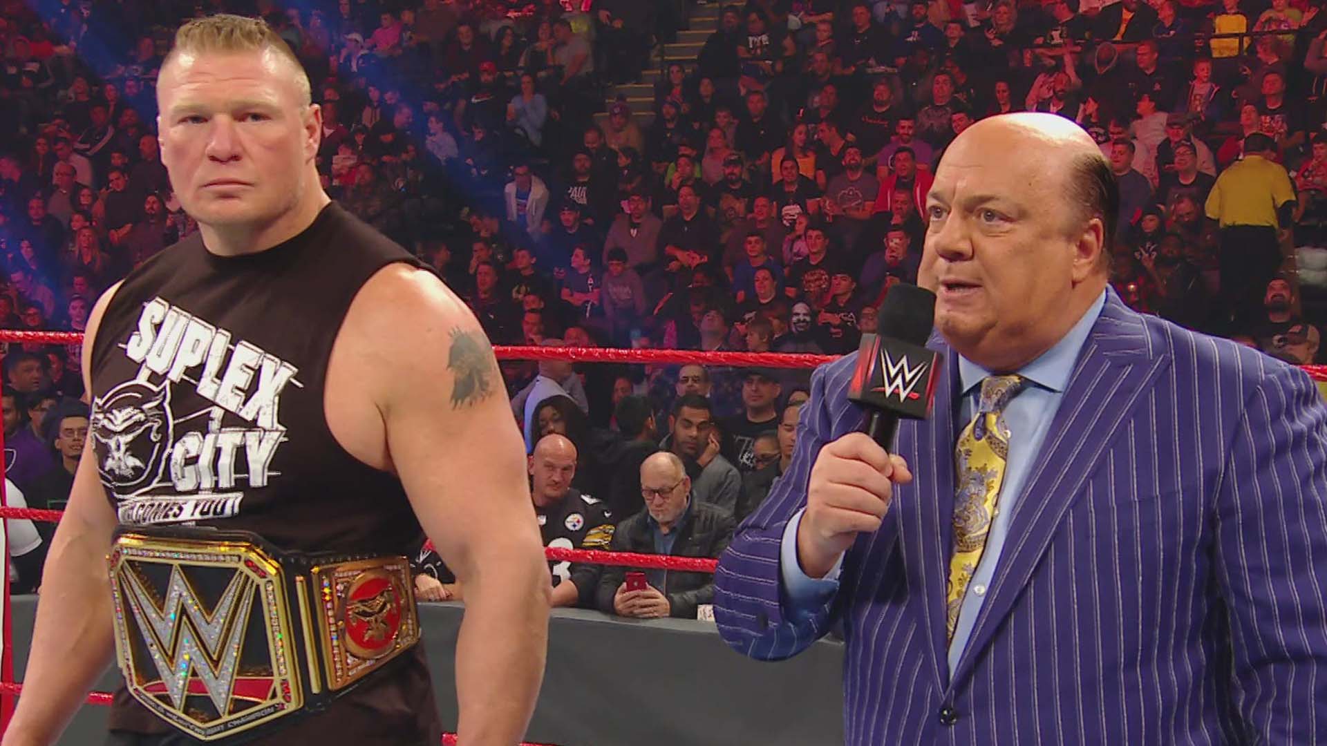 WWE Champion Brock Lesnar arrived on Raw to “hunt down” Rey Mysterio