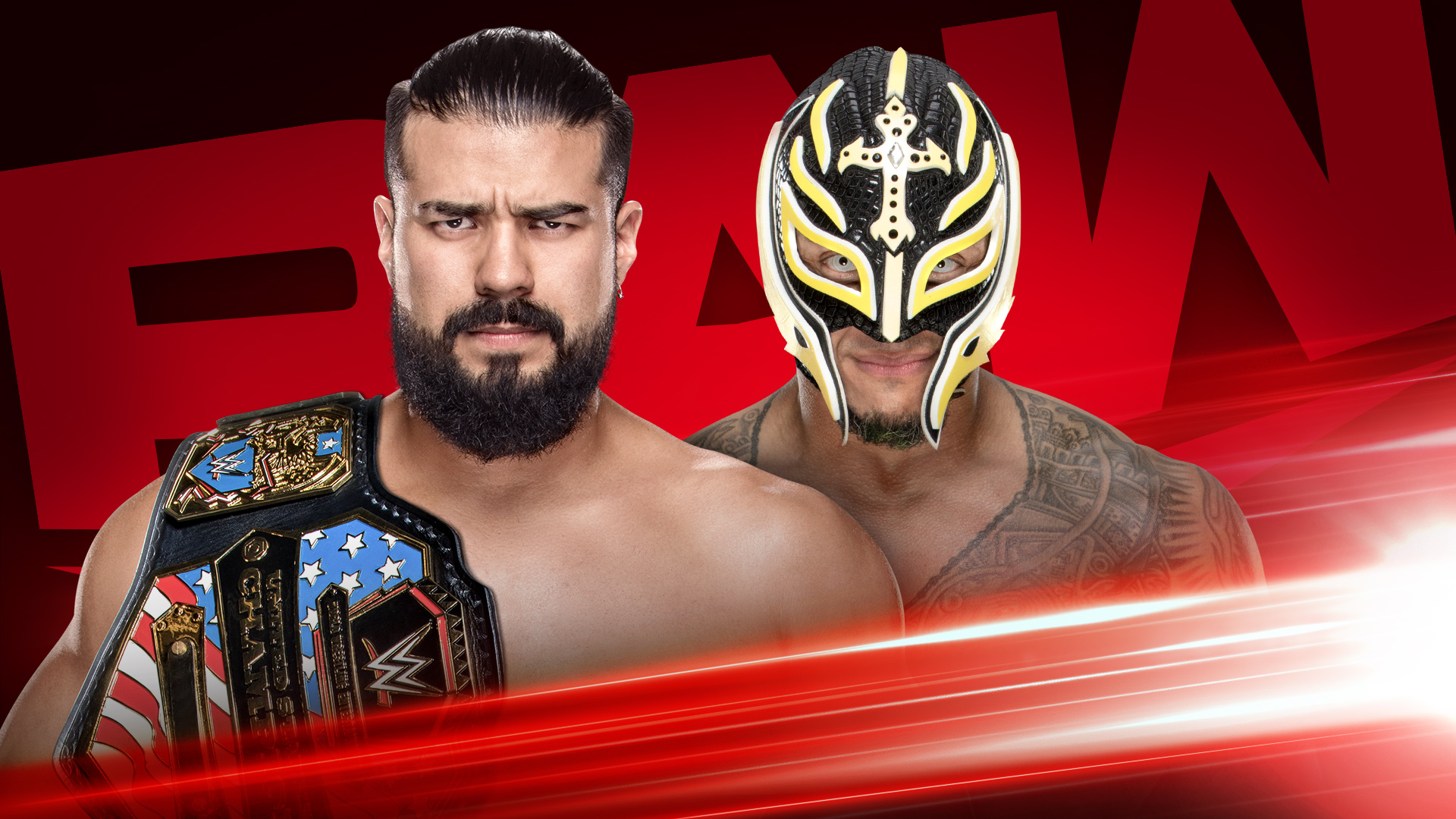 Andrade puts the United States Title on the line in a rematch against Rey Mysterio 