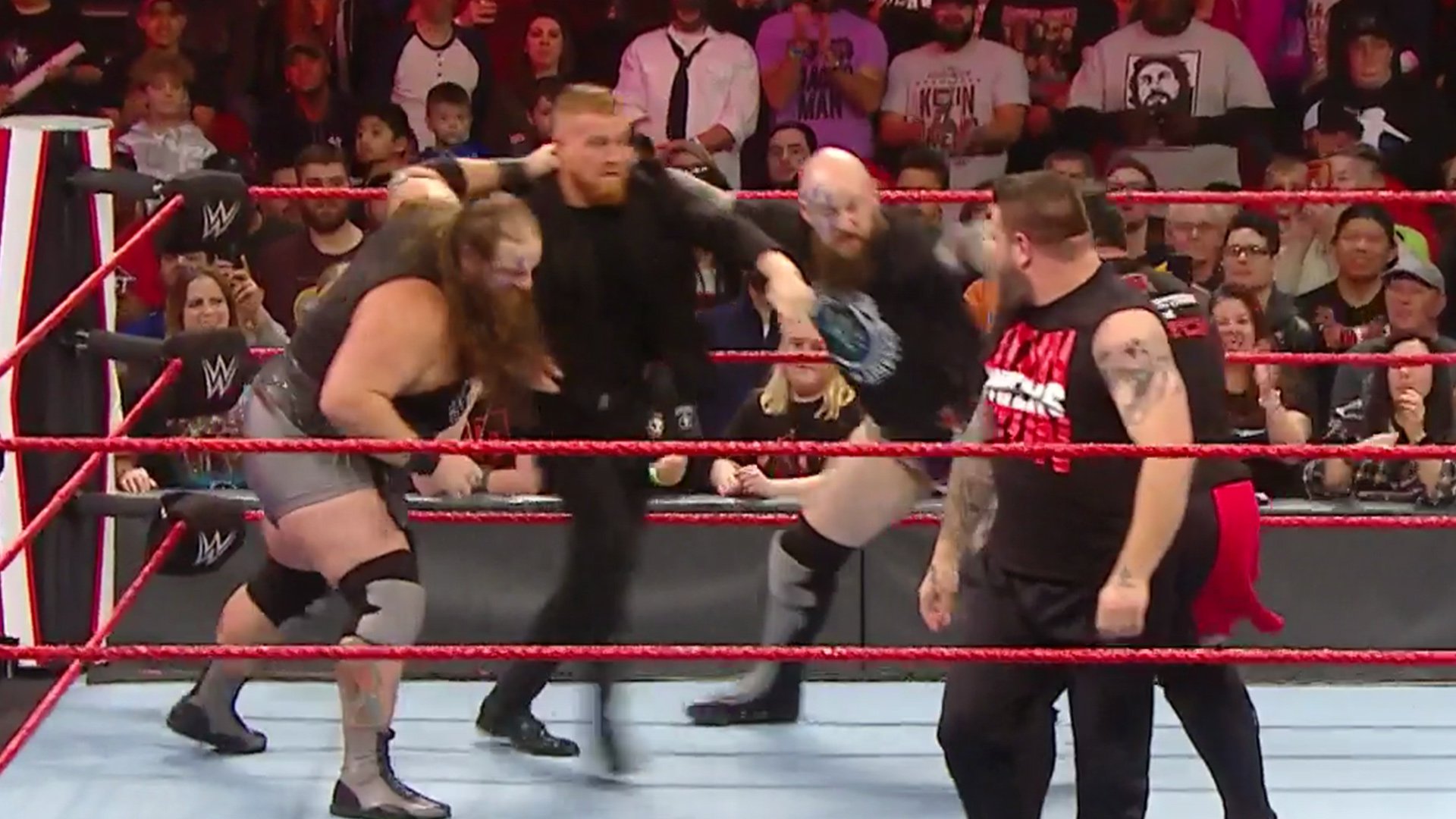 Kevin Owens, Samoa Joe and The Viking Raiders confronted Seth Rollins, AOP & Buddy Murphy