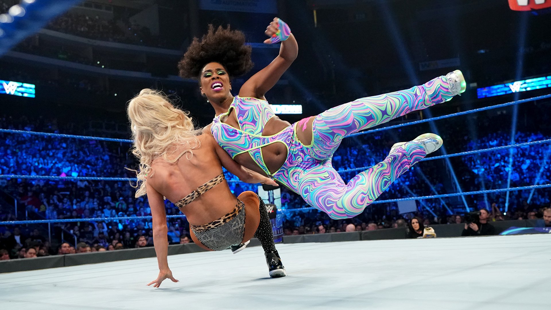 Naomi def. Carmella to earn the right to face Bayley for the SmackDown Women’s Championship at WWE Super ShowDown