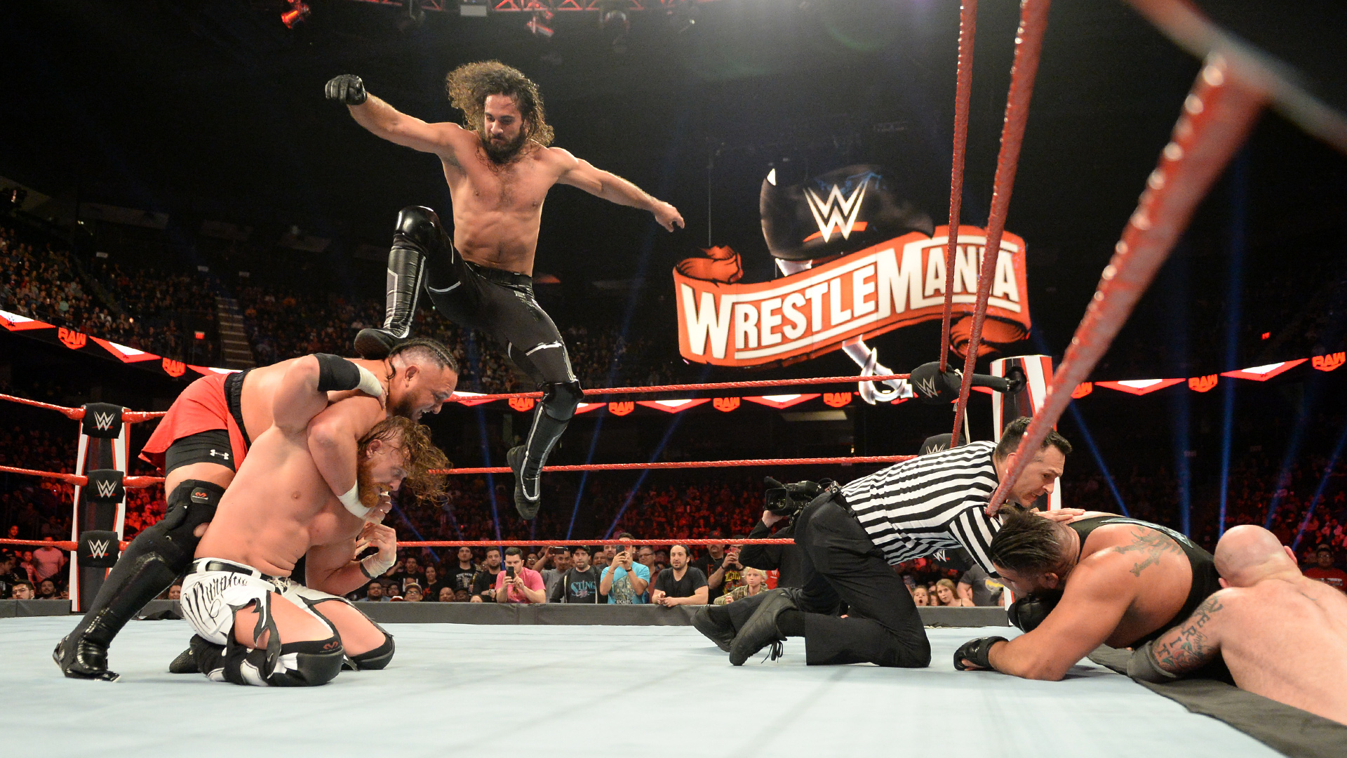 Raw Tag Team Champions Seth Rollins & Murphy & AOP def. Kevin Owens, Samoa Joe & The Viking Raiders