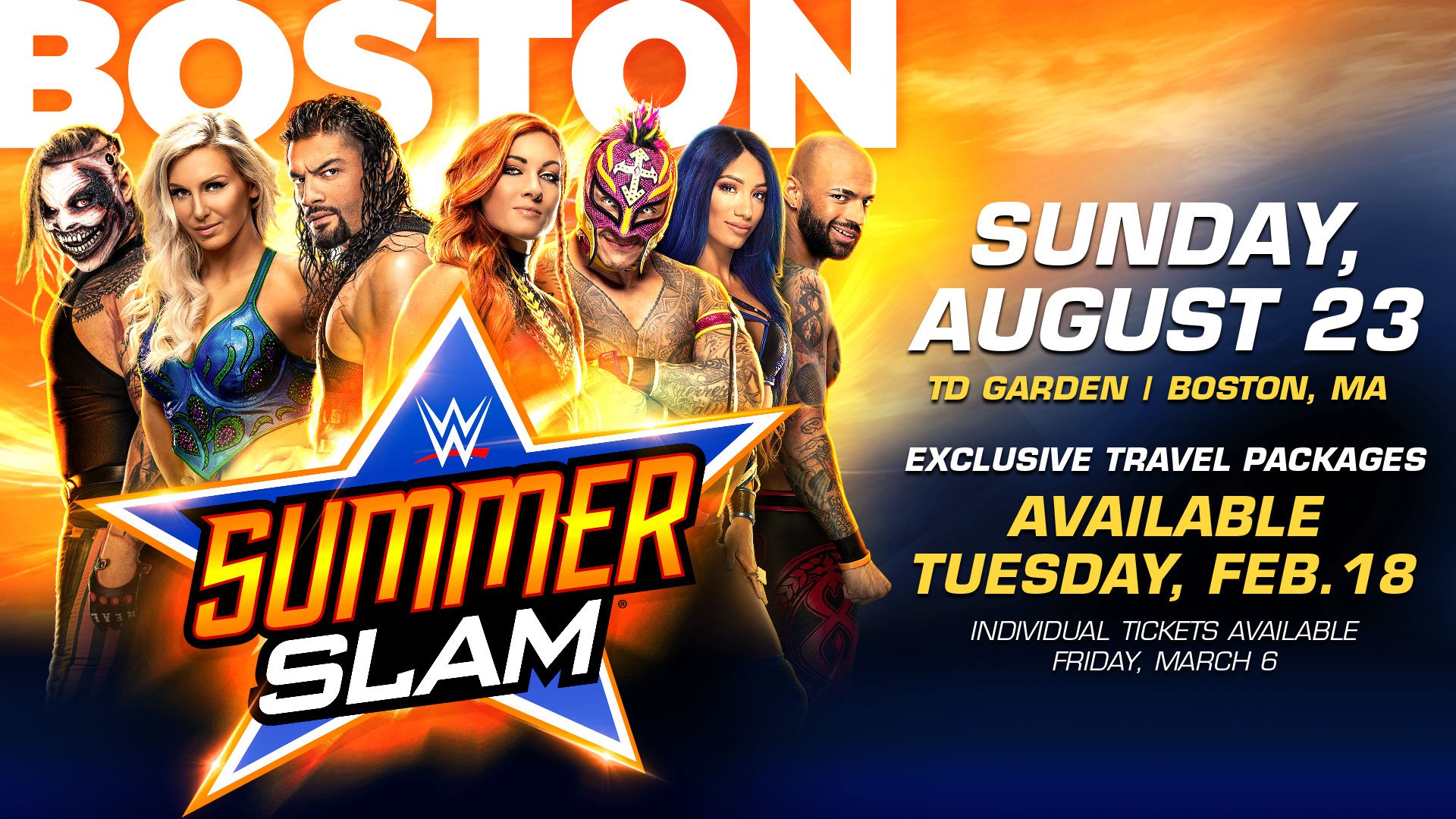 SummerSlam Travel Packages available Feb. 18 at 12 p.m. ET; Individual tickets available Friday, March 6 at 10 a.m. ET