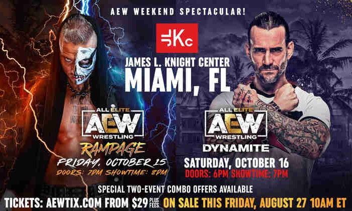 AEW Dynamite & Rampage Coming To Miami This October. Tickets On Sale This Friday