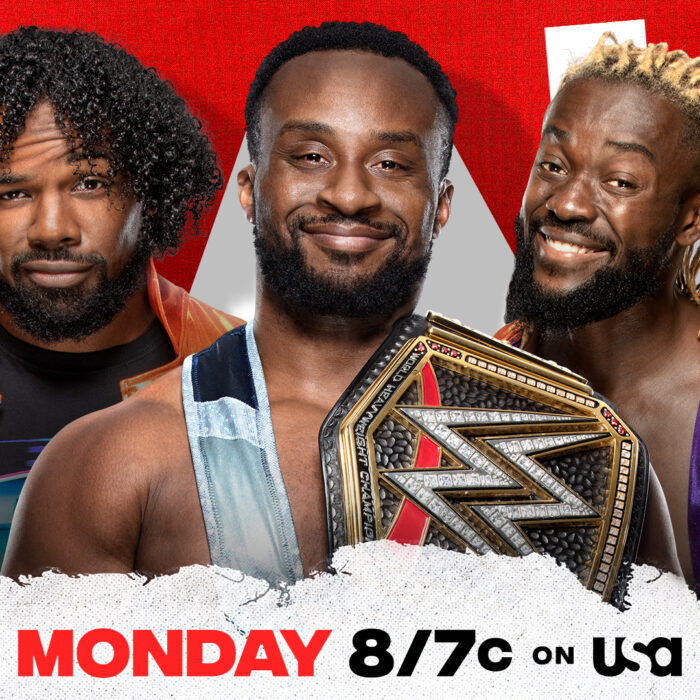 The New Day celebrate WWE Champion Big E this Monday