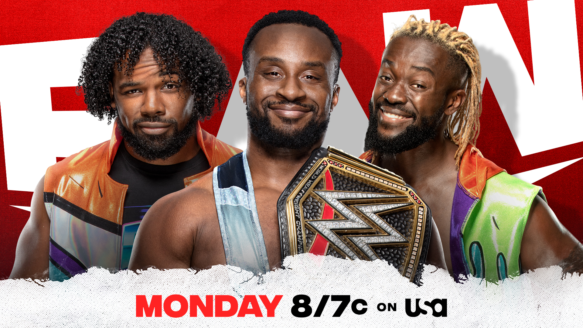 The New Day celebrate WWE Champion Big E this Monday