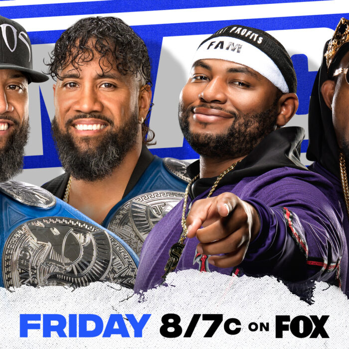 The Usos battles The Street Profits in a SmackDown Tag Team Title rematch