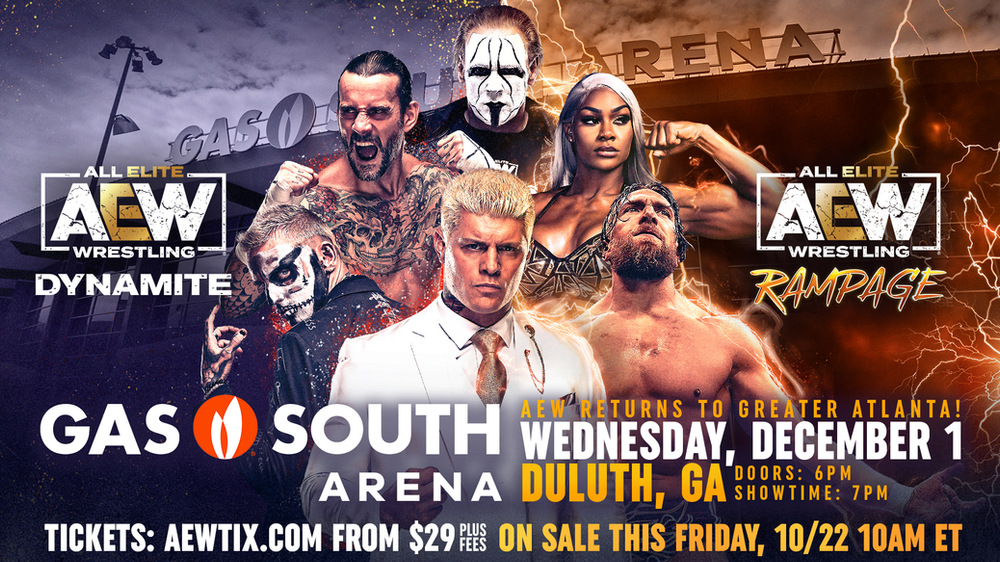 AEW Returns to the Greater Atlanta Area for Dynamite & Rampage December 1st!