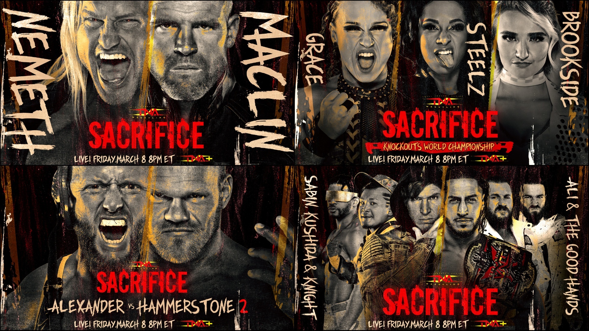 Nemeth vs. Maclin, Knockouts World Title 3-Way, Alexander vs. Hammerstone 2 & More Set for Sacrifice – TNA Wrestling