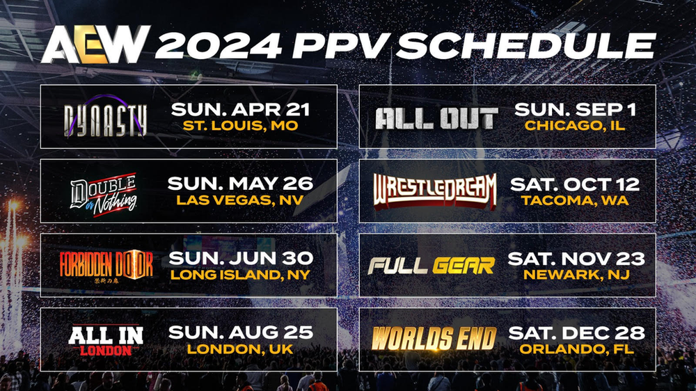 AEW Announces Remaining Dates and Locations for 2024 Pay-Per-View Events