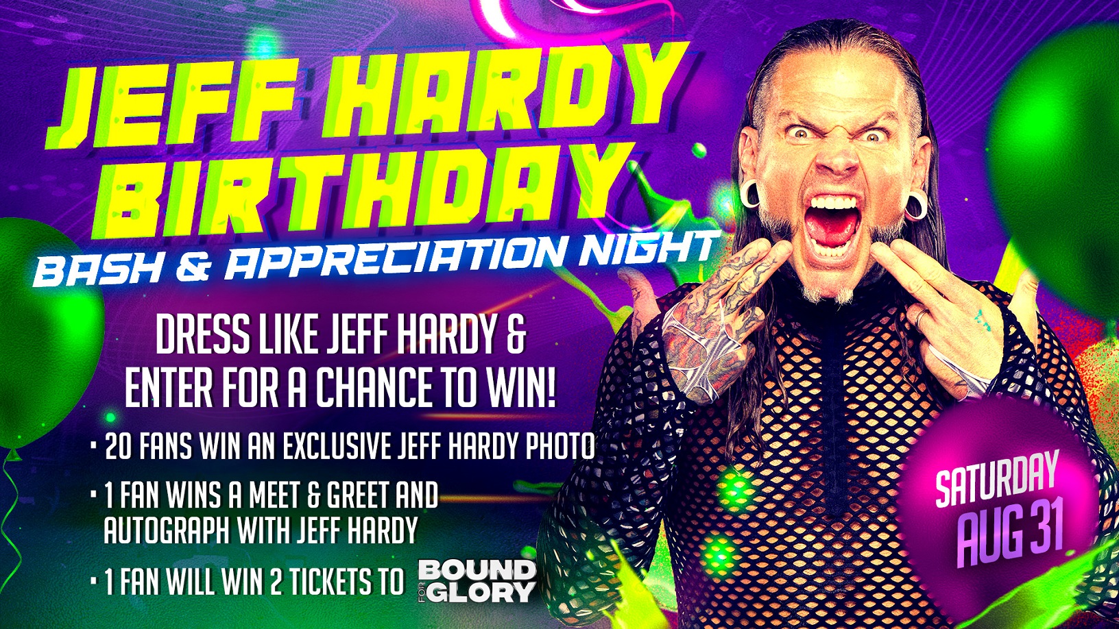 TNA Wrestling Invites Fans To Celebrate Wrestling Legend Jeff Hardy on Saturday, August 31 in Louisville – on His Birthday – TNA Wrestling