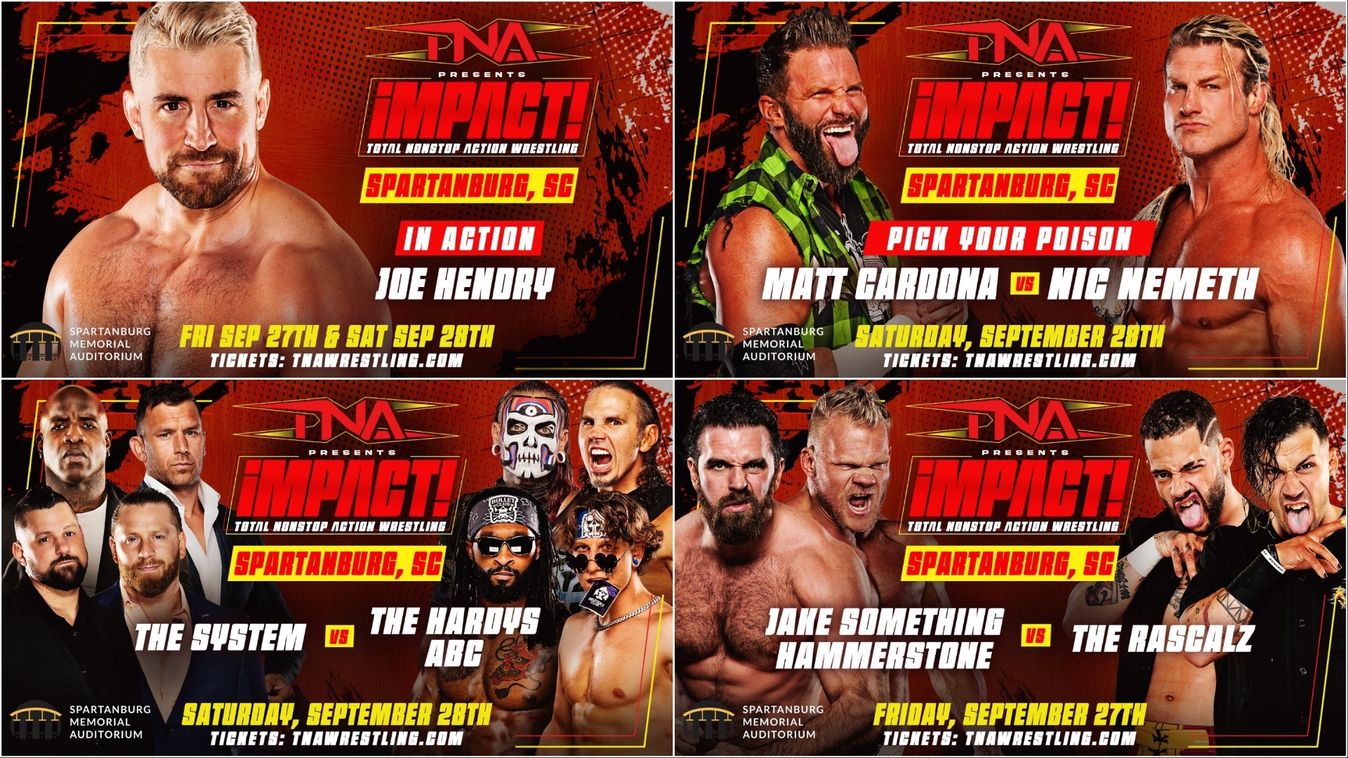 Preview the Lineup, Plus Meet & Greets for TNA iMPACT! in Spartanburg, SC on September 27 & 28 – TNA Wrestling