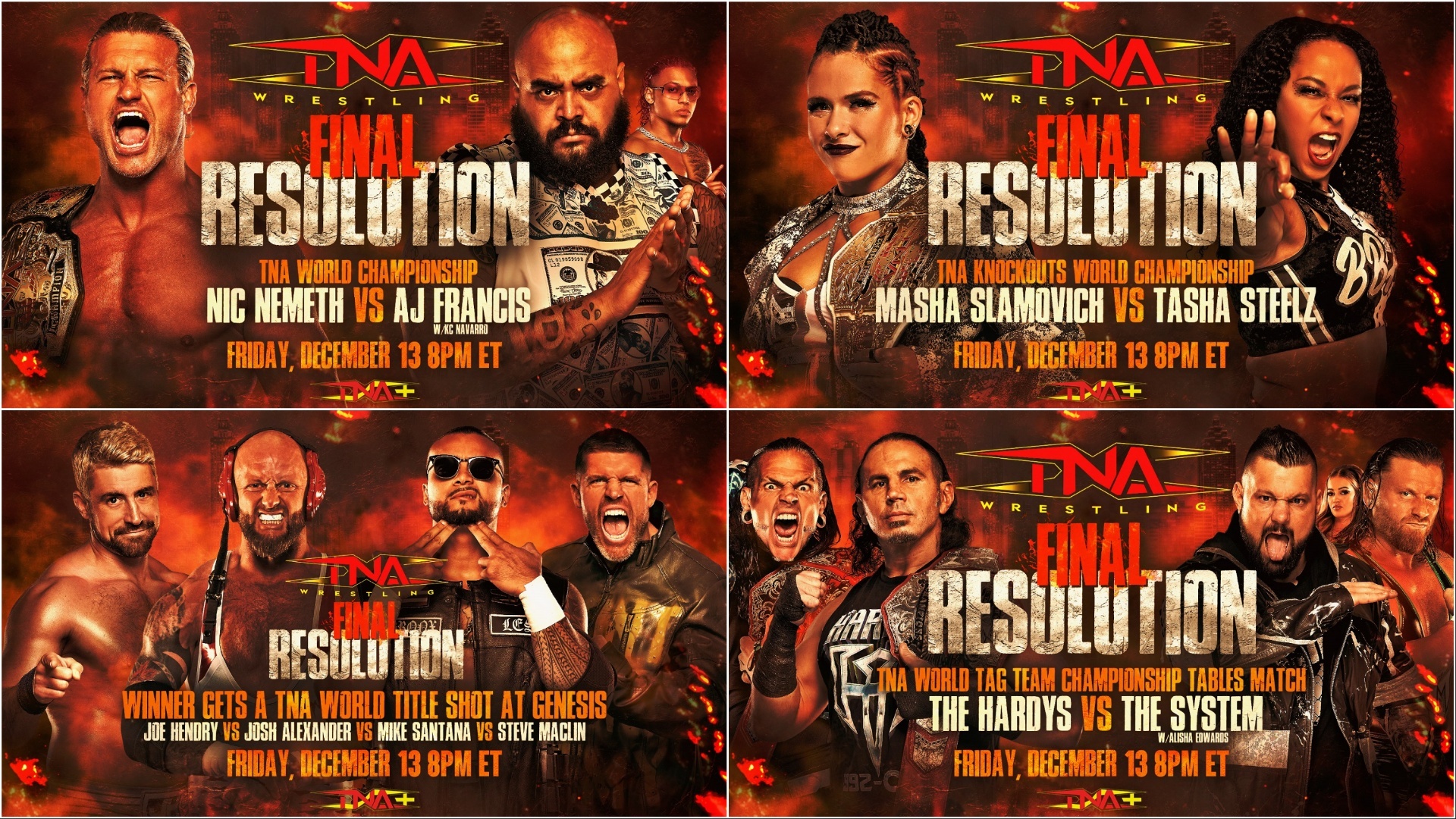 Nemeth vs. Francis, Slamovich vs. Steelz, 4-Way #1 Contenders Match & More Official for Final Resolution on TNA+ – TNA Wrestling