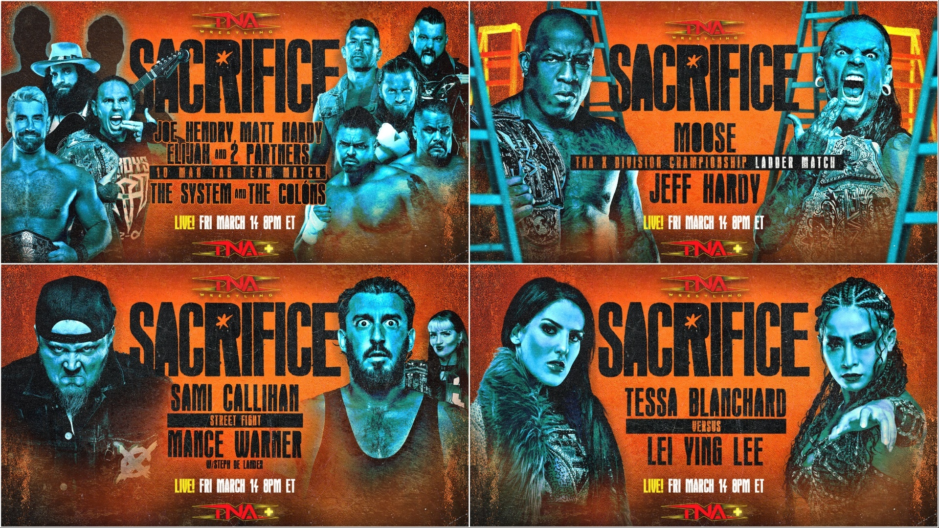 Star-Studded 10-Man Tag, X-Division Title Ladder Match, Street Fight & Knockouts Action Official for Sacrifice – TNA Wrestling