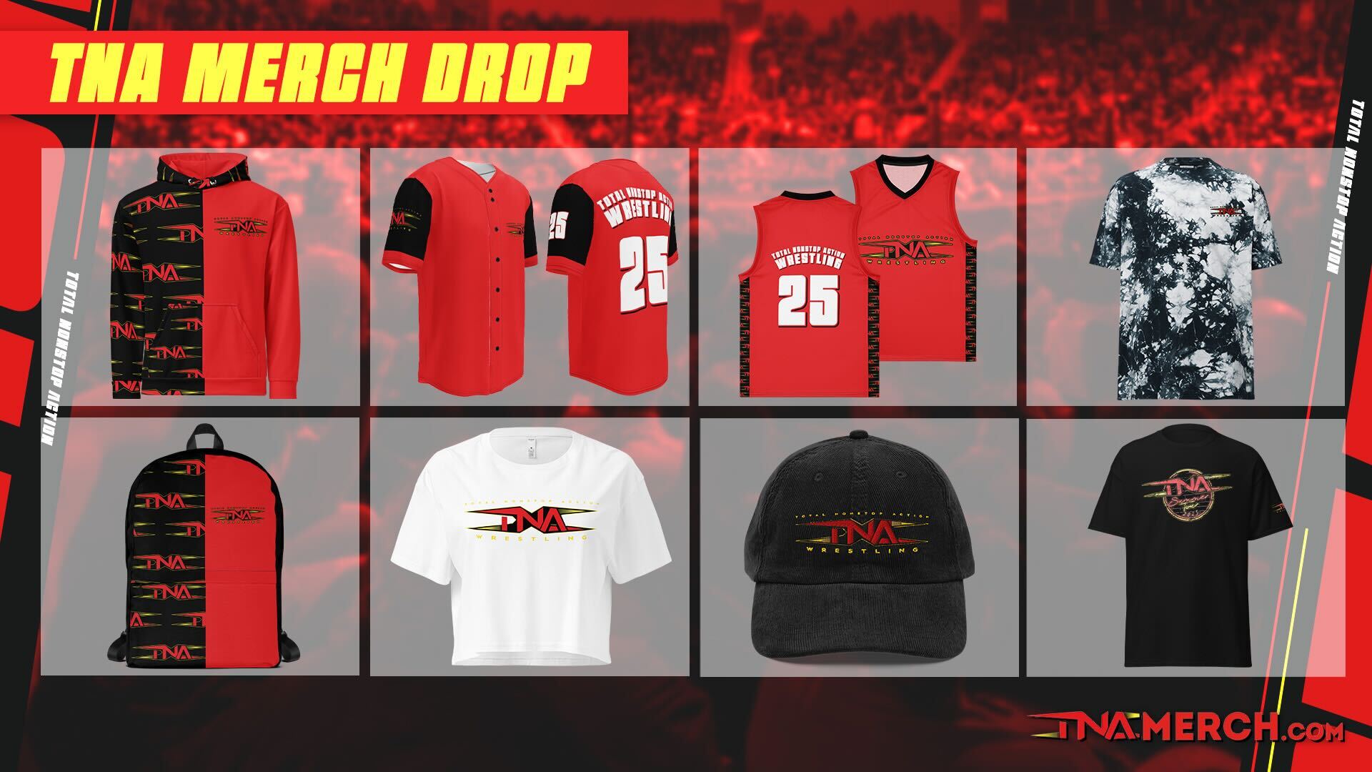 TNA Wrestling Delivers New, Stylish, Trendy Baseball Jersey, Basketball Jersey, Backpack & More In First-Ever TNA Merch Drop – TNA Wrestling