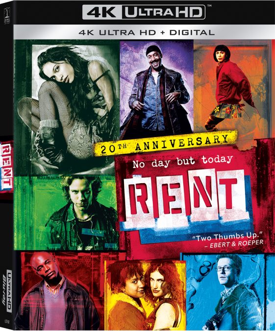 RENT 20th Anniversary 4K Ultra HD cover featuring the cast of the iconic musical.