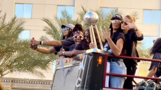 The Las Vegas Aces celebrate their third champion win in 4 years.