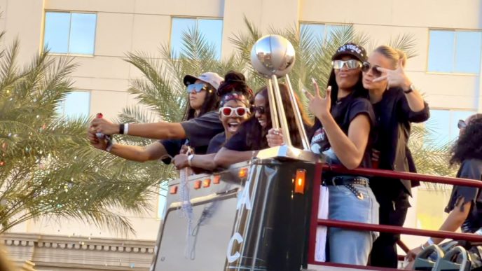 The Las Vegas Aces celebrate their third champion win in 4 years.