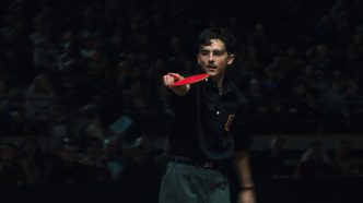 Timothée Chalamet as Marty Mauser in Marty Supreme, the 1950s ping-pong drama directed by Josh Safdie