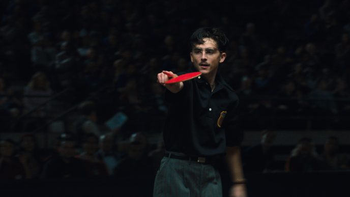 Timothée Chalamet as Marty Mauser in Marty Supreme, the 1950s ping-pong drama directed by Josh Safdie