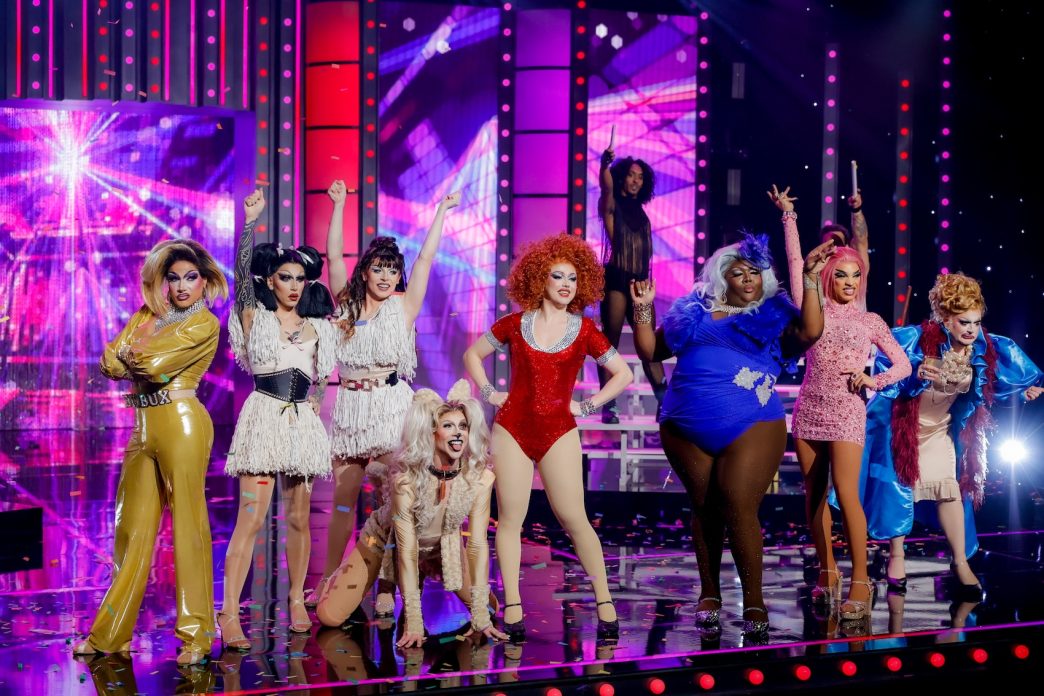 The cast of “RuPaul’s Drag Race” on stage.
