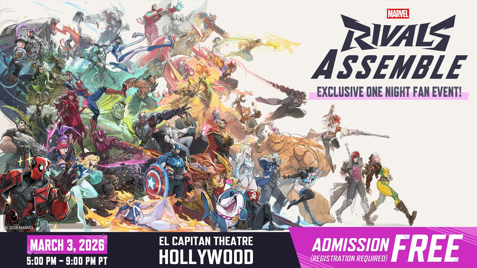 Marvel Rivals Assemble Fan Celebration Set for March 3 at Hollywood’s El Capitan Theatre
