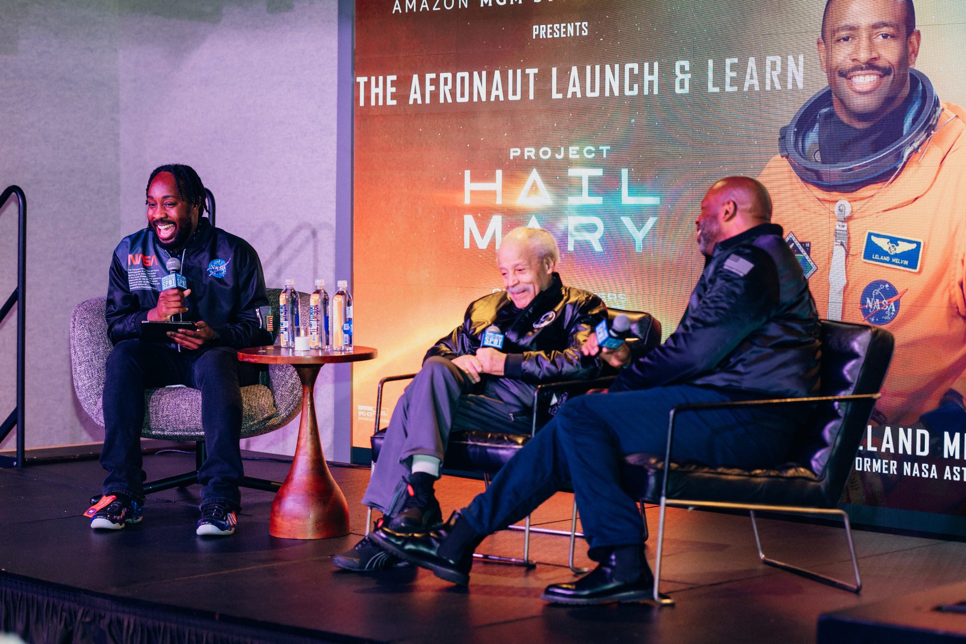 Leland Melvin and Ed Dwight speaking at Afronaut Launch and Learn event in Washington DC