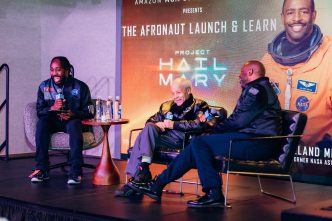 Leland Melvin and Ed Dwight speaking at Afronaut Launch and Learn event in Washington DC