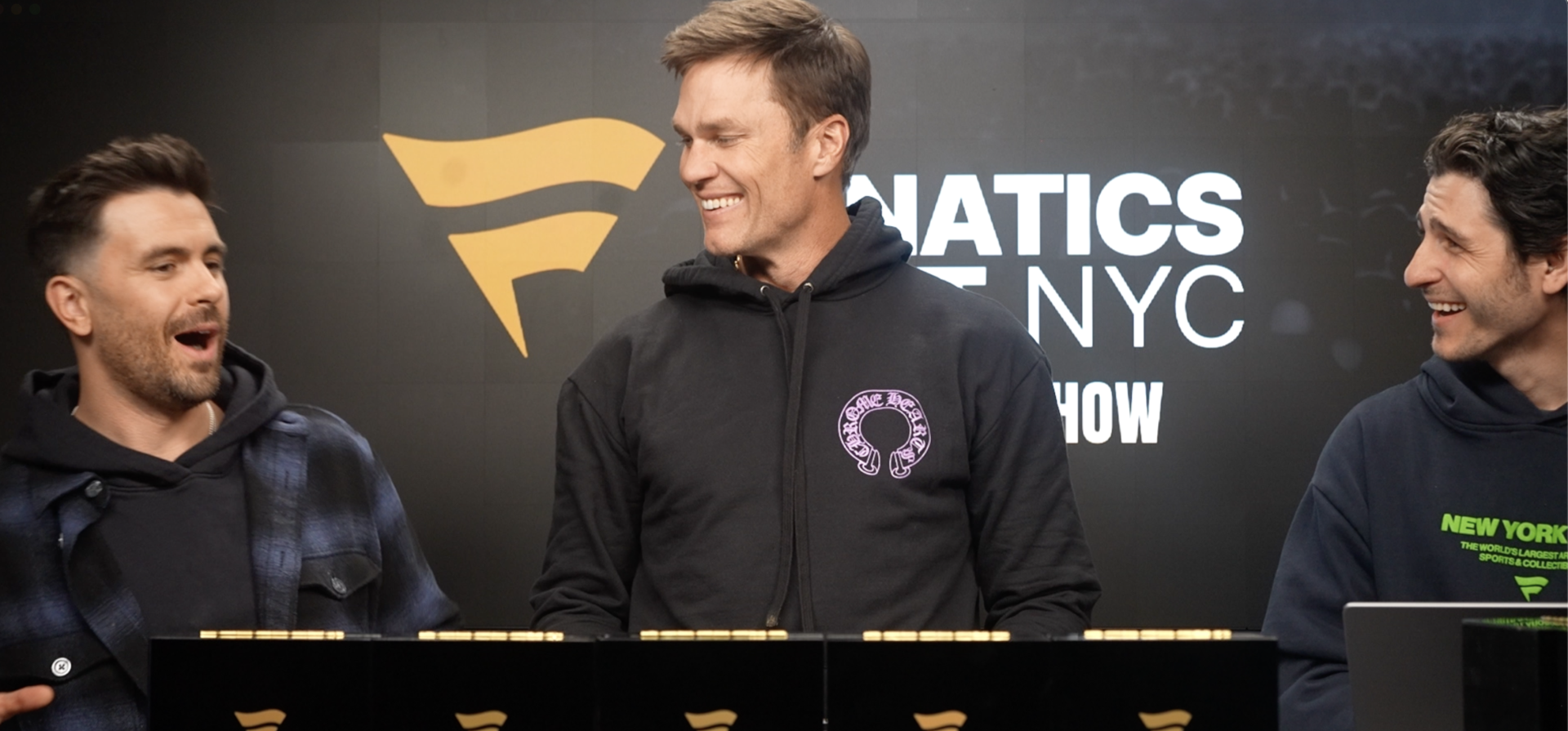 Tom Brady livestream announcing Fanatics Fest NYC 2026 athletes