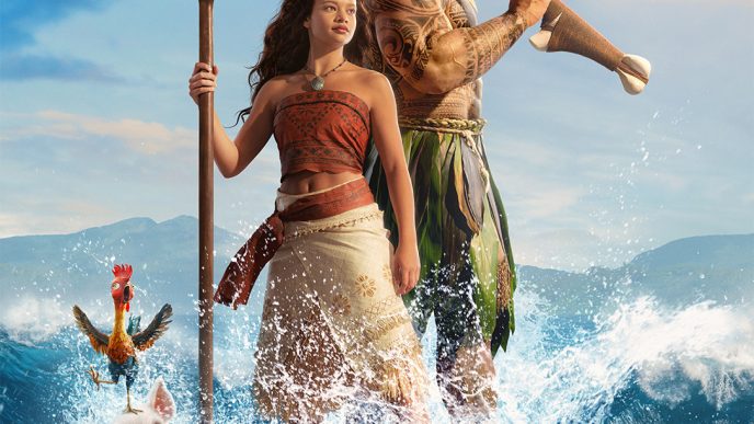 Moana live action film image featuring Moana and Maui on the ocean