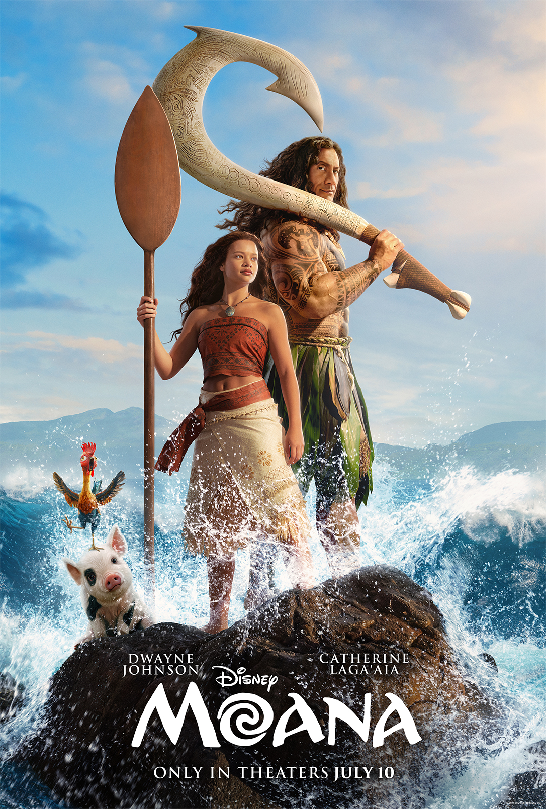 Moana live action film image featuring Moana and Maui on the ocean