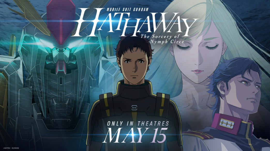 Mobile Suit Gundam Hathaway The Sorcery of Nymph Circe key art with Hathaway Noa and mobile suit