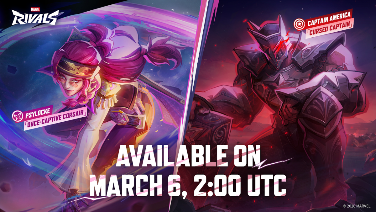 Marvel Rivals Psylocke Once-Captive Corsair costume & Marvel Rivals Captain America Cursed Captain costume