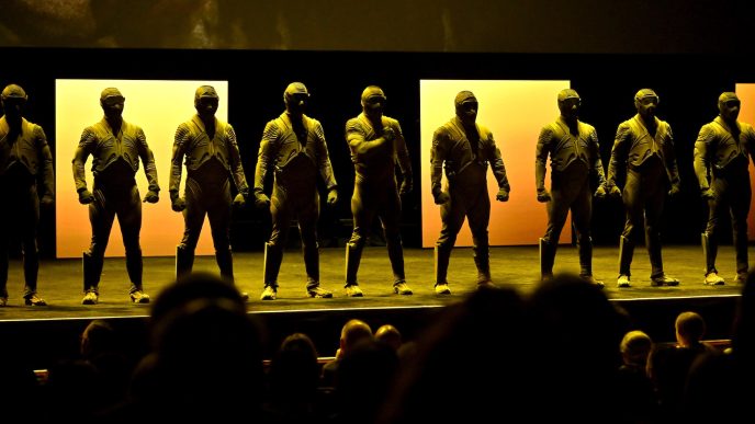 LAS VEGAS, NEVADA - APRIL 14: Actors dressed in "Dune" universe garb onstage during CinemaCon 2026 - Warner Bros. Pictures invites you to “The Big Picture” a special presentation of its upcoming slate at The Dolby Colosseum at Caesars Palace during CinemaCon, the official convention of Cinema United, on April 14, 2026, in Las Vegas, Nevada. (Photo by David Becker/Getty Images for CinemaCon)