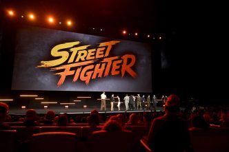 LAS VEGAS, NEVADA - APRIL 16: (L-R) Olivier Richters, Andrew Schulz, Rayna Vallandingham, Callina Liang, Curtis "50 Cent" Jackson, Roman Reigns, Noah Centineo, Vidyut Jamwal, Cody Rhodes, Andrew Koji, Eric André and David Dastmalchian speak during CinemaCon 2026 - Paramount Pictures invites you to an exclusive presentation highlighting its upcoming slate at The Dolby Colosseum at Caesars Palace during CinemaCon, the official convention of Cinema United on April 16, 2026, in Las Vegas, Nevada. (Photo by David Becker/Getty Images for CinemaCon)