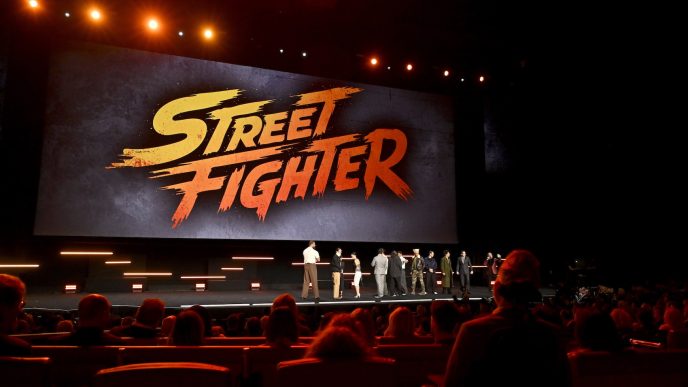 LAS VEGAS, NEVADA - APRIL 16: (L-R) Olivier Richters, Andrew Schulz, Rayna Vallandingham, Callina Liang, Curtis "50 Cent" Jackson, Roman Reigns, Noah Centineo, Vidyut Jamwal, Cody Rhodes, Andrew Koji, Eric André and David Dastmalchian speak during CinemaCon 2026 - Paramount Pictures invites you to an exclusive presentation highlighting its upcoming slate at The Dolby Colosseum at Caesars Palace during CinemaCon, the official convention of Cinema United on April 16, 2026, in Las Vegas, Nevada. (Photo by David Becker/Getty Images for CinemaCon)