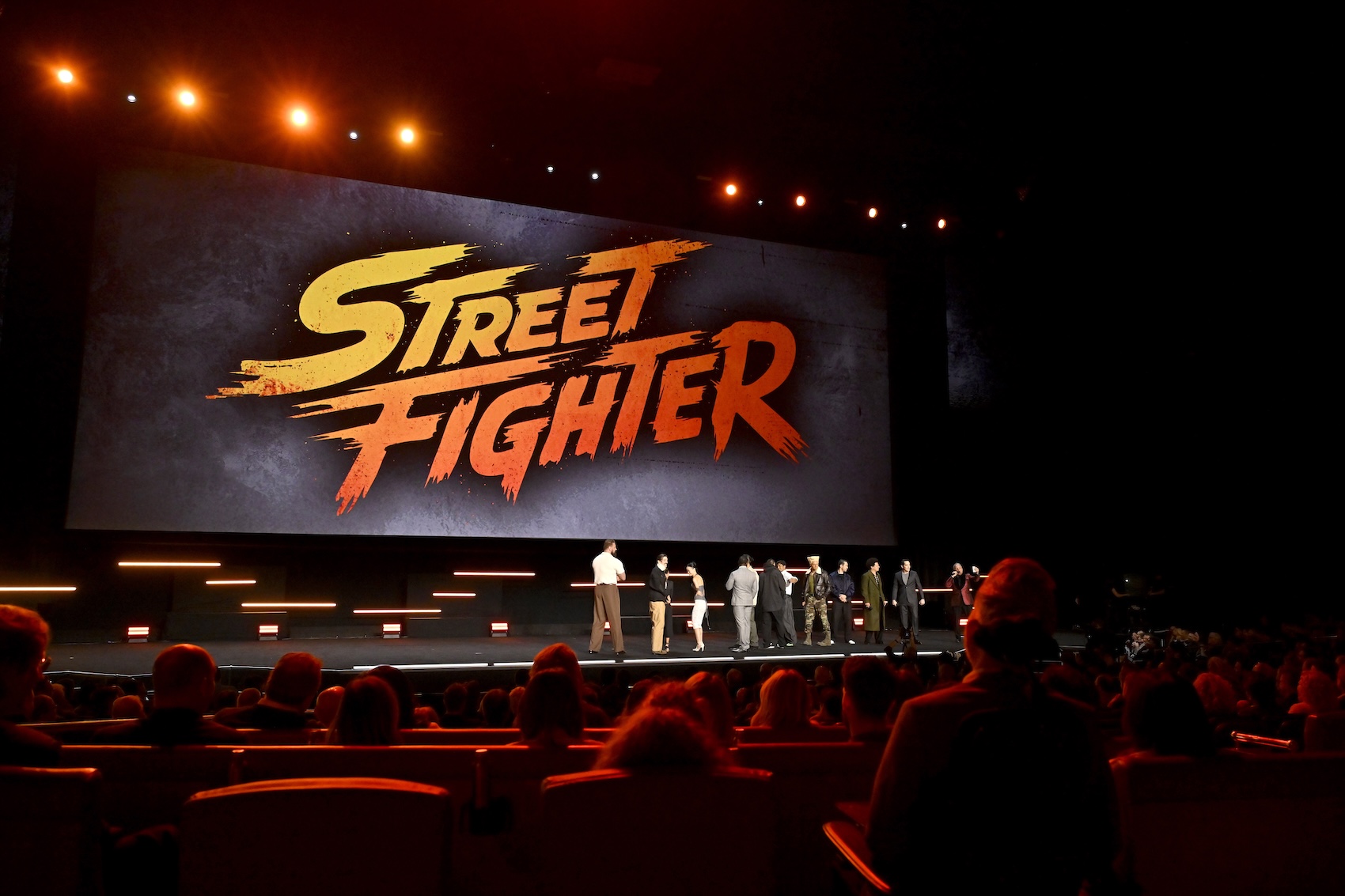 LAS VEGAS, NEVADA - APRIL 16: (L-R) Olivier Richters, Andrew Schulz, Rayna Vallandingham, Callina Liang, Curtis "50 Cent" Jackson, Roman Reigns, Noah Centineo, Vidyut Jamwal, Cody Rhodes, Andrew Koji, Eric André and David Dastmalchian speak during CinemaCon 2026 - Paramount Pictures invites you to an exclusive presentation highlighting its upcoming slate at The Dolby Colosseum at Caesars Palace during CinemaCon, the official convention of Cinema United on April 16, 2026, in Las Vegas, Nevada. (Photo by David Becker/Getty Images for CinemaCon)