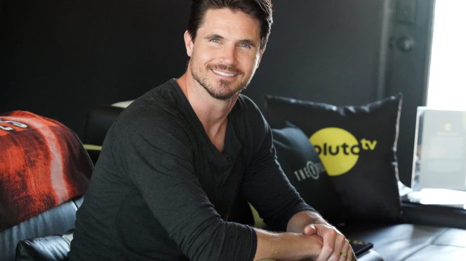 Robbie Amell with Pluto TV The Fan Is Out There X-Files marathon winners in Joshua Tree