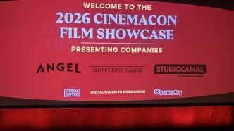Angel Studios CinemaCon 2026 presentation stage with slate reveal